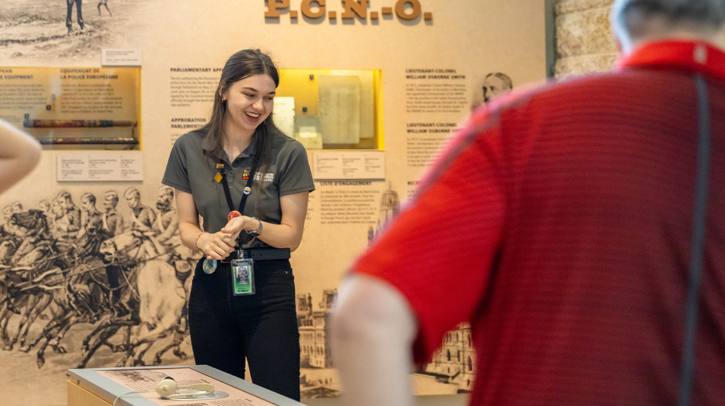 Girl presenting an exhibit