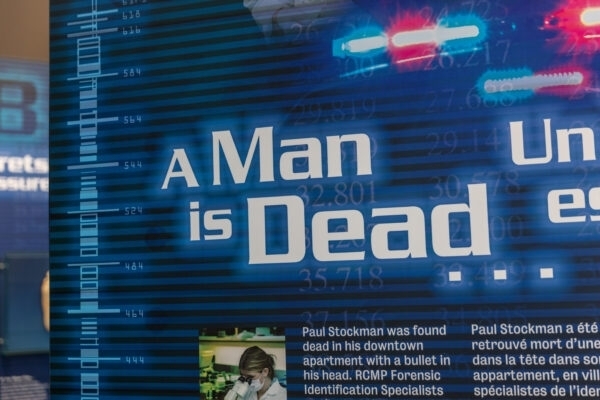 Crime scene investigation exhibit display.